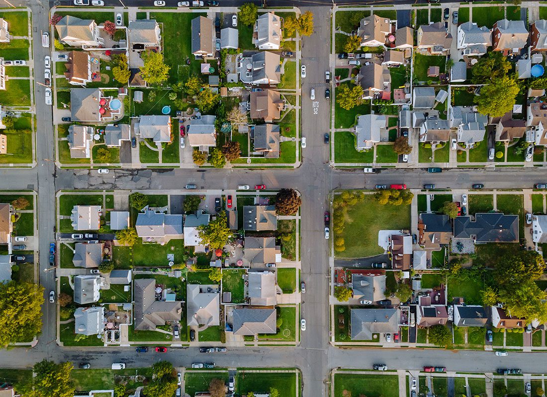 Barberton, OH - Aerial View of Homes and Trees in Ohio